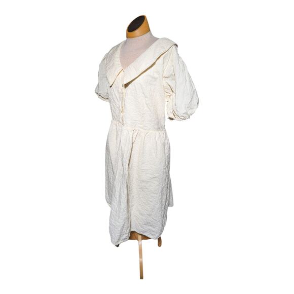 Salt by Roolee Almaden Cream Textured Cotton Puff Sleeve Knee Length Dress XXL - Picture 1 of 6